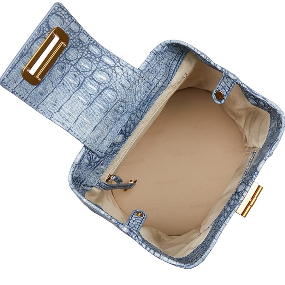 Brahmin Light Blue Crocodile-Embossed Backpack - Picture 3 of 3